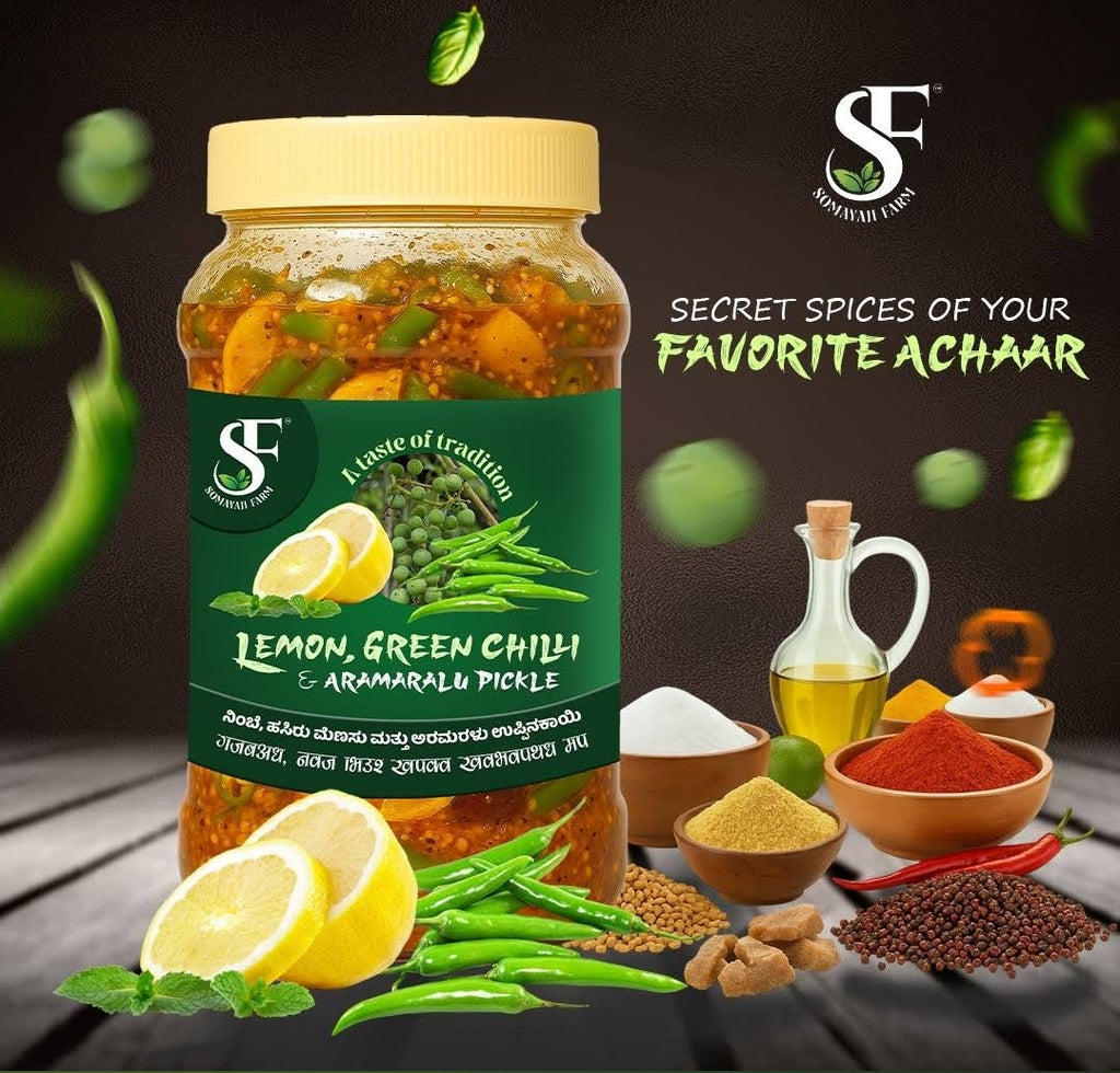 Lemon, Green Chilli and Aramaralu Pickle
