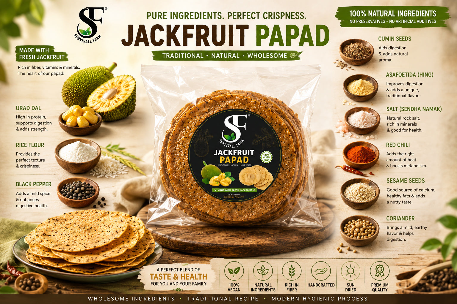 Jackfruit Papad (Halasina Hapala) Pack of 25